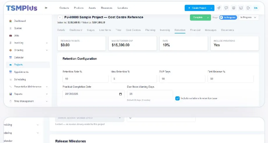 Retention and release milestones, tracked automatically